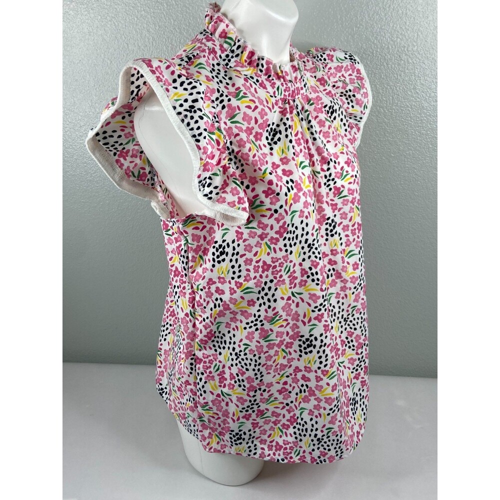 Pink Floral Women Large Blouse Ruffle Neck Multi Color Casual Top NWT - Picture 3 of 9